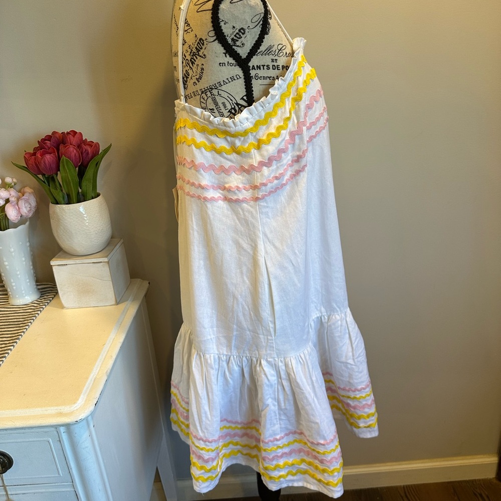 Lisa Marie Fernandez White Dress with Pink and Yellow Stripes Size S NWT - Picture 3 of 6